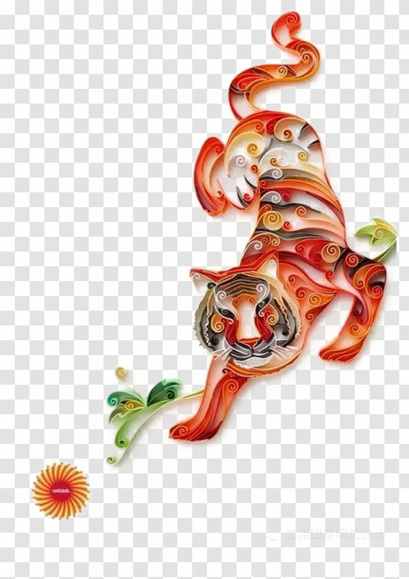 Paper Craft Quilling Tiger - Red Transparent PNG