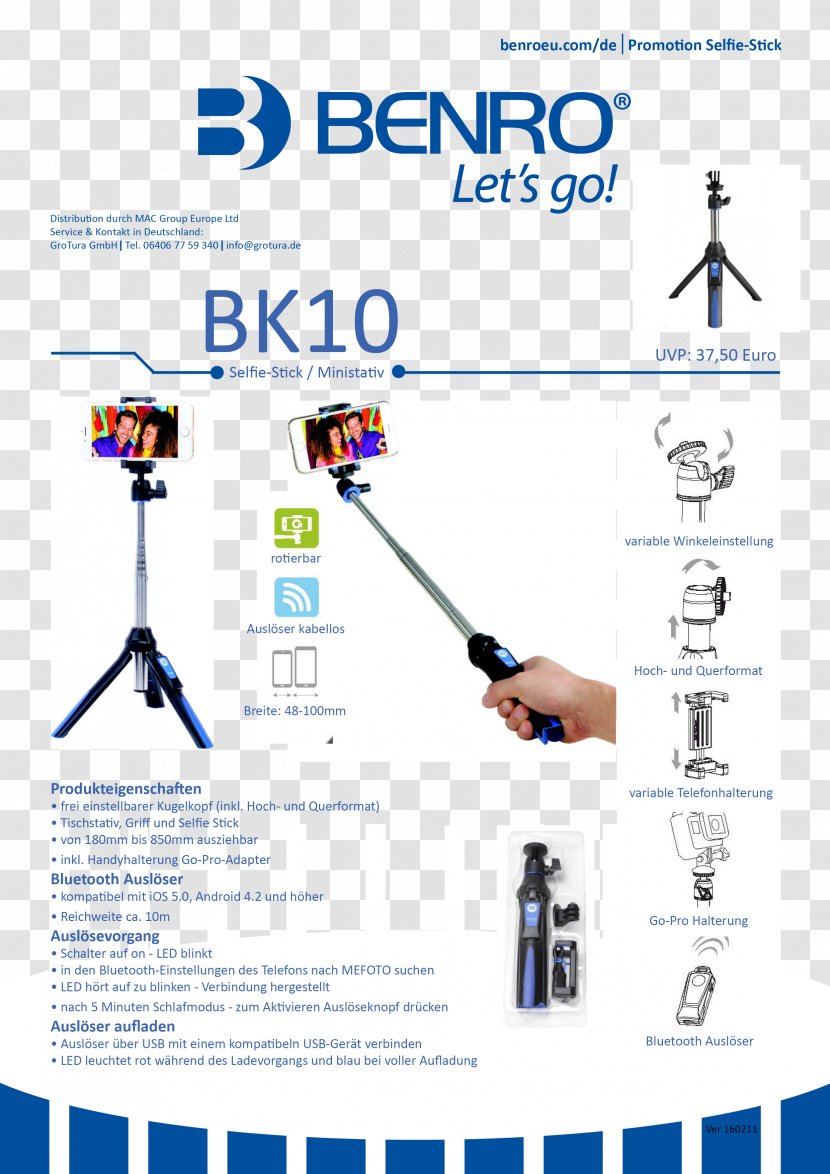 Selfie Stick Benro Tripod Camera - Selfish Transparent PNG