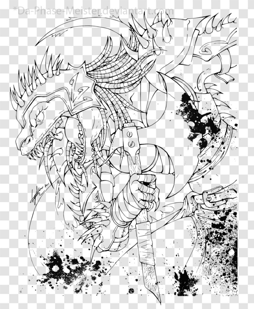 Line Art Drawing Inker Fiction Cartoon - Fictional Character - Dragonborn Transparent PNG