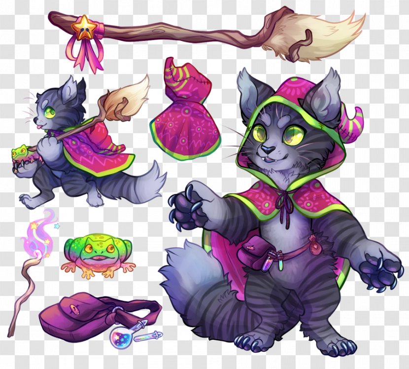 Cartoon Legendary Creature - Small To Medium Sized Cats - Witch Cat Transparent PNG