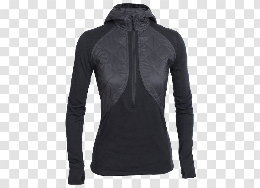 Sweater Jacket T-shirt Hoodie - Undershirt - Half Zip Hood Transparent PNG