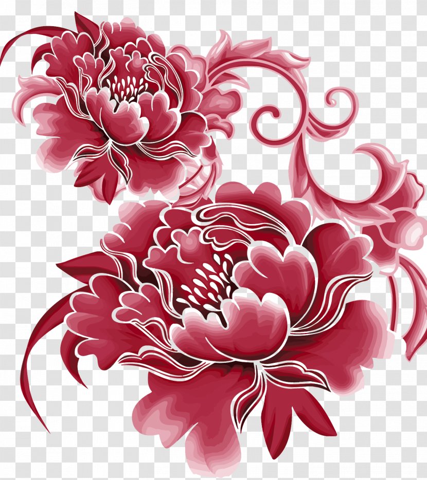 China Paper Flower Sticker - Logo - Peony Vector Transparent PNG