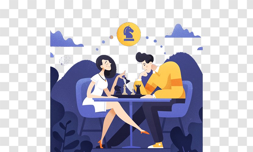 Graphic Design Behance Drawing Animation Illustration - Flower - Boys And Girls Playing Chess Transparent PNG