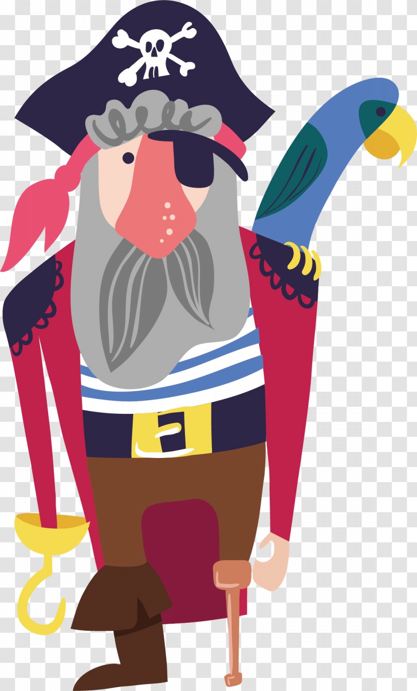 Piracy Spoonflower Clip Art - Drawing - Hand Painted Pirate Vector Transparent PNG