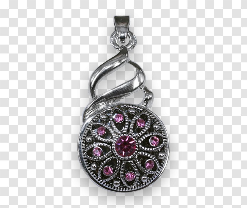 Locket Silver Body Jewellery Magenta Transparent PNG