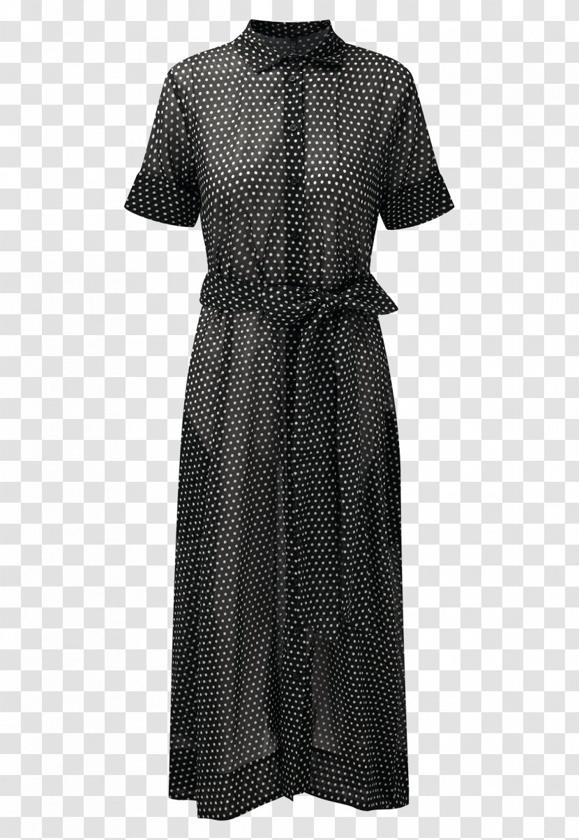 Shirtdress Polka Dot Top Little Black Dress - Silhouette Transparent PNG