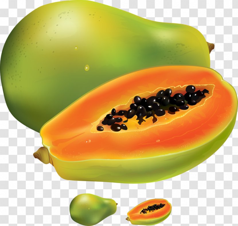 Papaya Fruit Food Avocado - Diet - Vector Transparent PNG