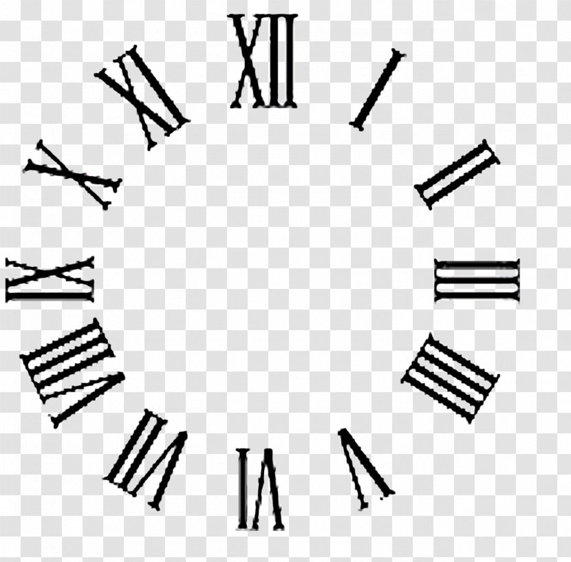 Clock Face Roman Numerals Wall Decal - Monochrome Photography - Digital Watch Transparent PNG