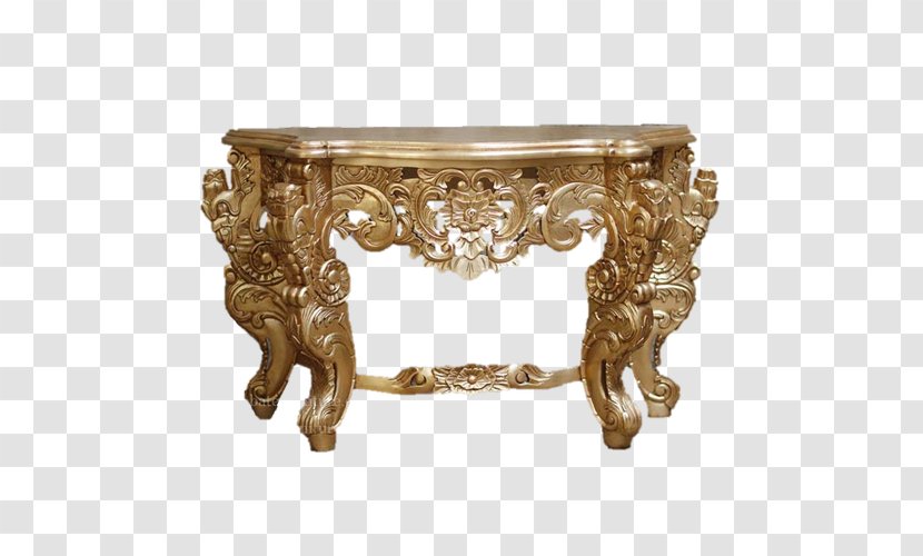 Table Gold Leaf Furniture Wood - Antique - Exquisite Carving. Transparent PNG