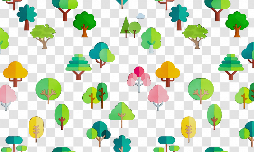 Leaf Green Pattern M-tree Line Transparent PNG