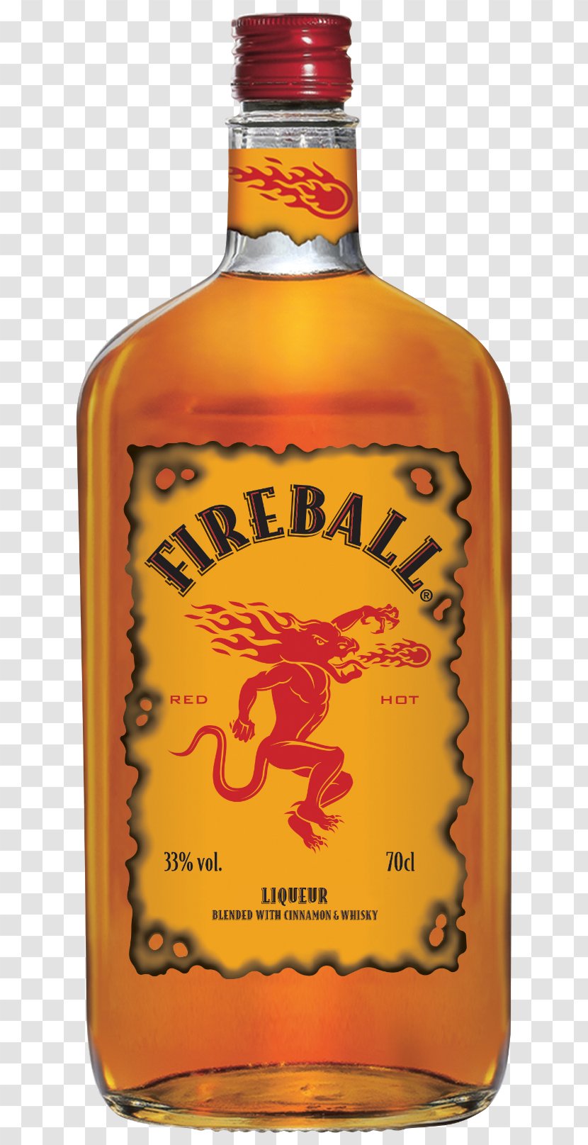 Fireball Cinnamon Whisky Distilled Beverage Whiskey Canadian Liqueur - Alcoholic - Spirit Transparent PNG