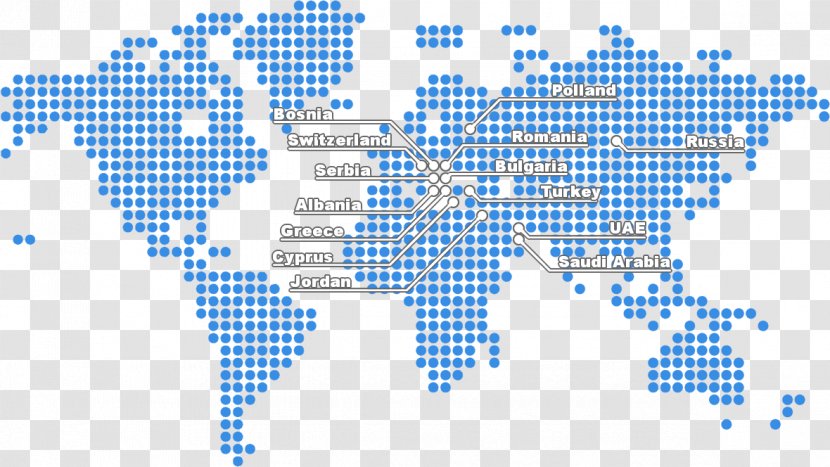 World Map Dot Distribution - Royaltyfree Transparent PNG