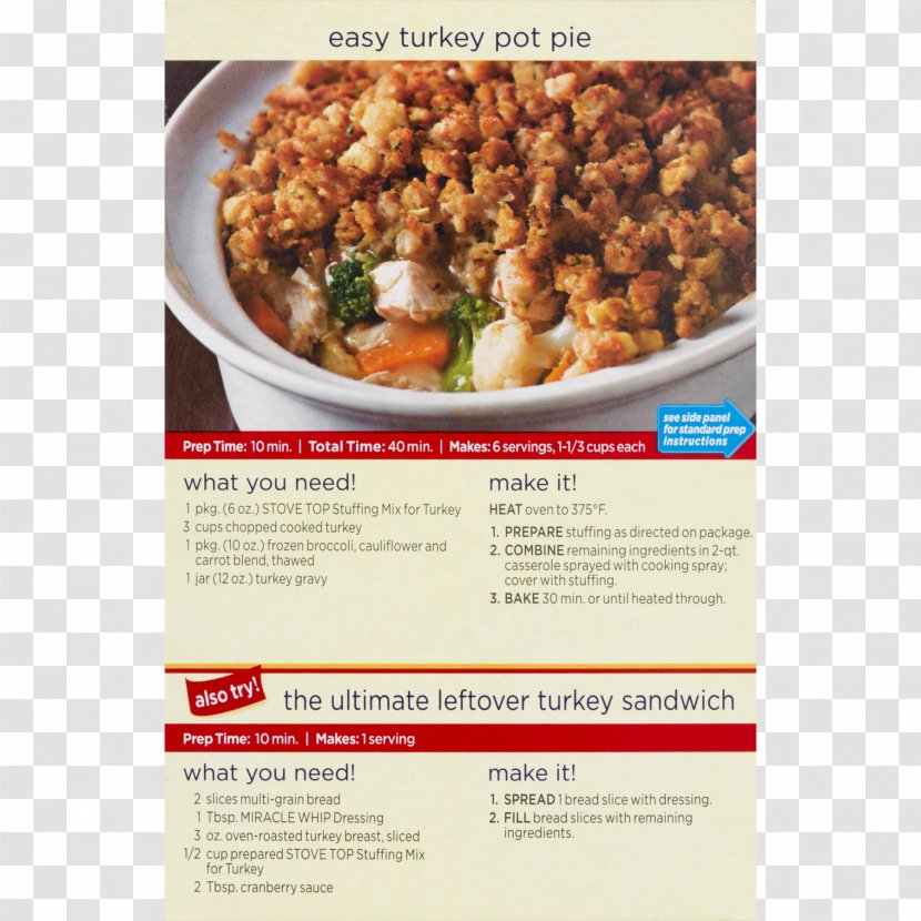 Stove Top Stuffing Pot Pie Turkey Casserole - Cooking Ranges - Cauliflower Transparent PNG