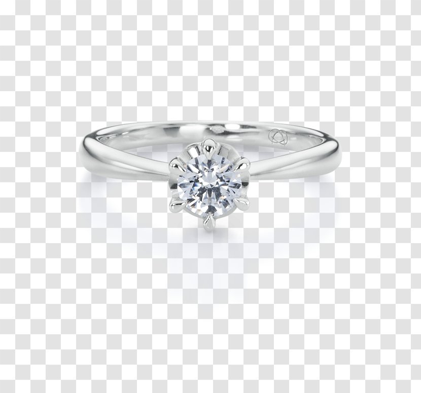 Diamond Engagement Ring Prong Setting - Gold - Round Light Emitting Transparent PNG