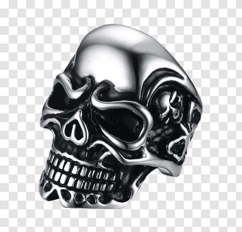 Ring Jewellery Silver Skull Stainless Steel - Rings Transparent PNG
