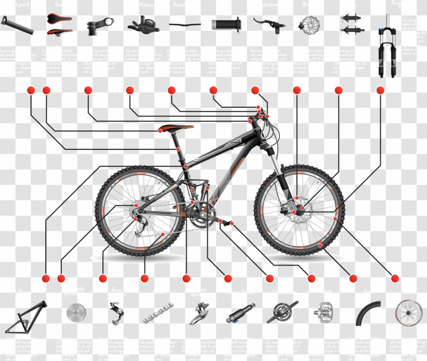 Single Track Mountain Bike Bicycle Downhill Biking - Frame - Vector Transparent PNG