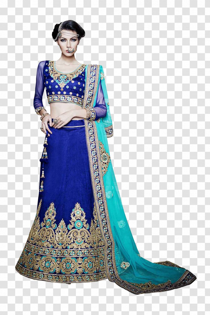 Zari Lehenga Gagra Choli Blue - Dress Transparent PNG