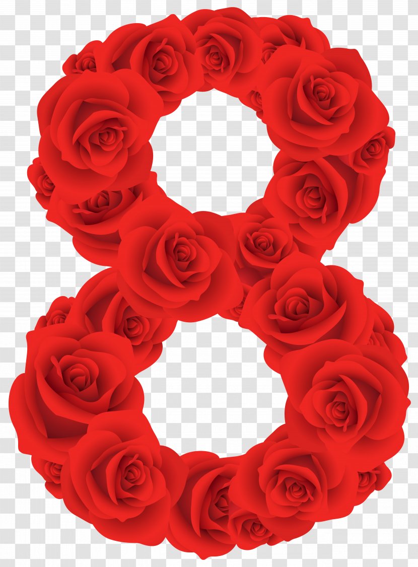 Number Red Clip Art - Floristry - 8 Transparent PNG
