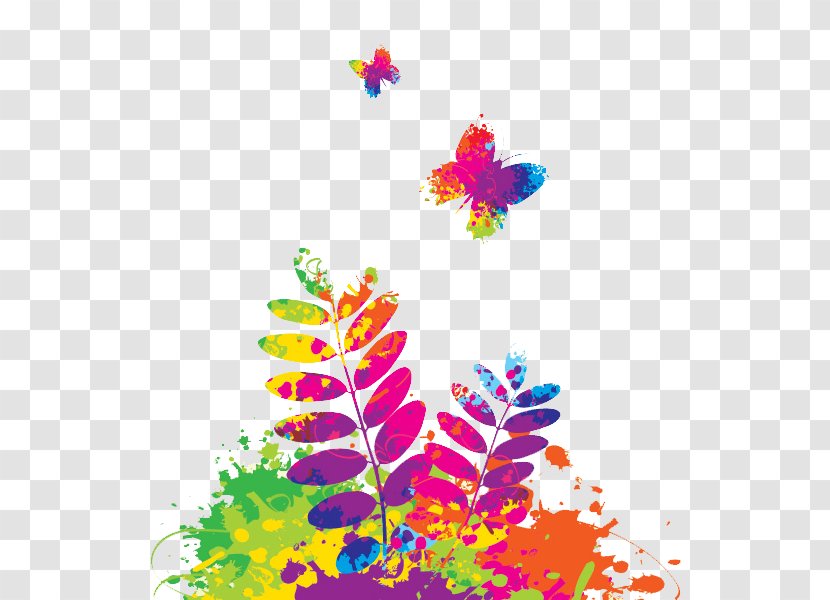 Graphic Design Clip Art - Moths And Butterflies - Colorful Flowers Transparent PNG