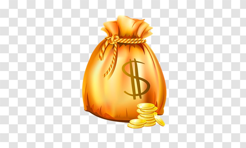 Cartoon Gold Coin Money - Golden Purse Transparent PNG