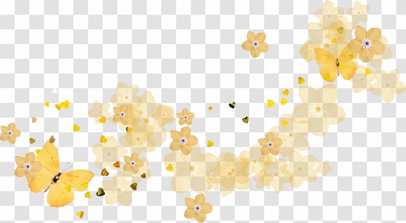 Yellow Petal Pattern - Orange Butterfly Flowers Transparent PNG