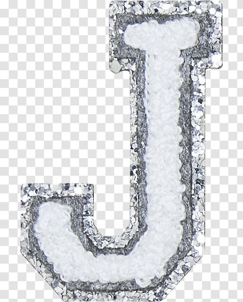 Varsity Letter Team Chenille Fabric Embroidered Patch Font - Silver Glitter Chandeliers Transparent PNG