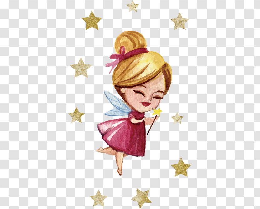 Fairy Wand - Party Hat - Vector Hand-drawn Illustration Little With Wings Transparent PNG