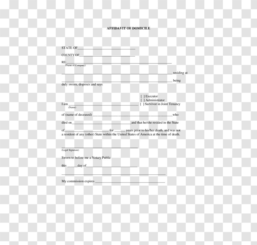 Document Affidavit Template Residency Notary Brand Information Transparent Png