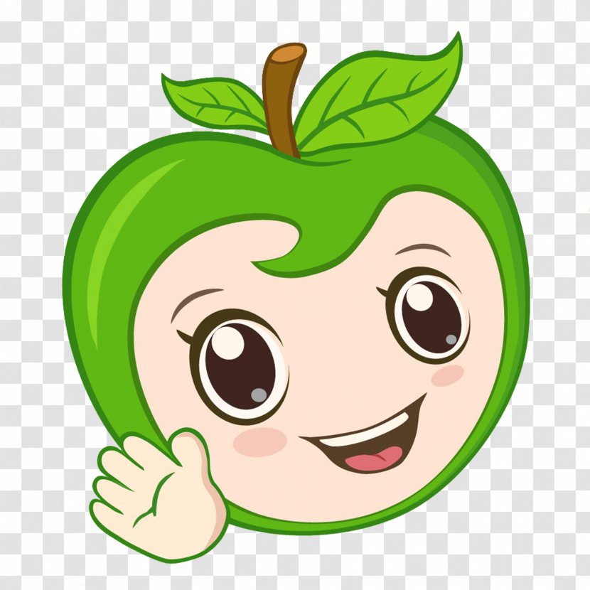 Apple Cartoon Auglis Clip Art - Plant - Green Smile Transparent PNG