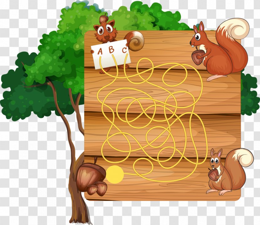 Cartoon Download Labyrinth - Vector Squirrel And Maze Transparent PNG