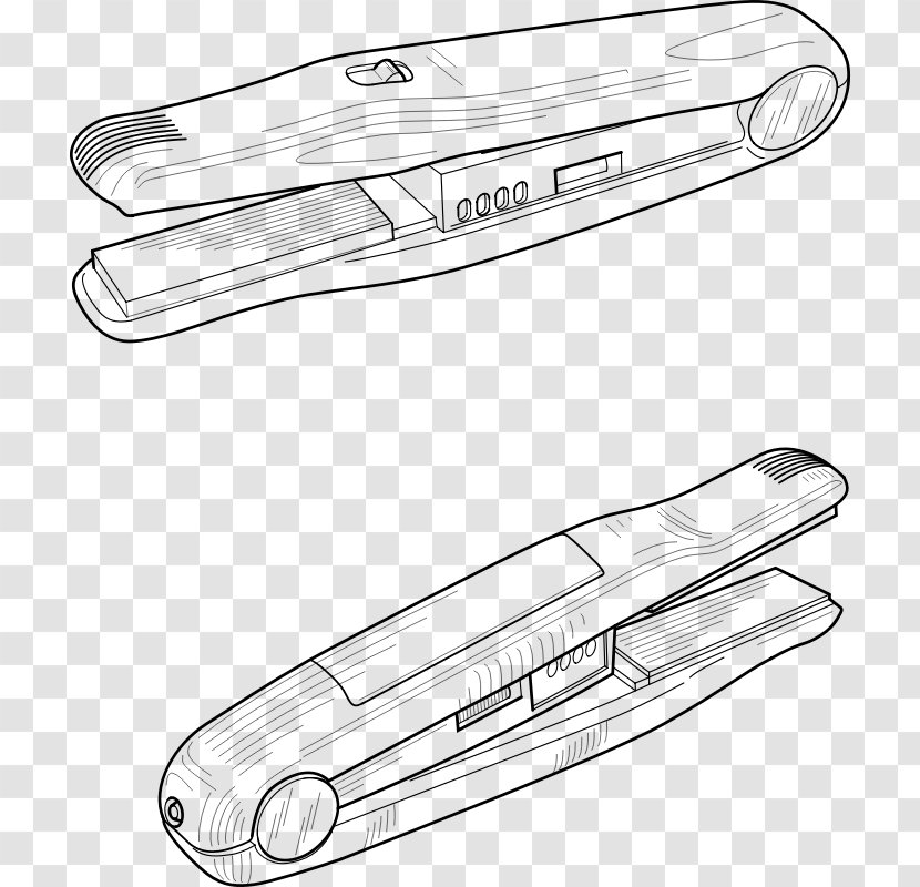 Hair Iron Dryers Clip Art - Black And White Transparent PNG