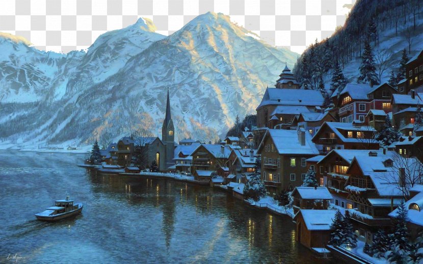 Hallstxe4tter See Hoher Dachstein Hallstatt Salzburg Zillertal Alps - Winter - Austria Town Seven Transparent PNG