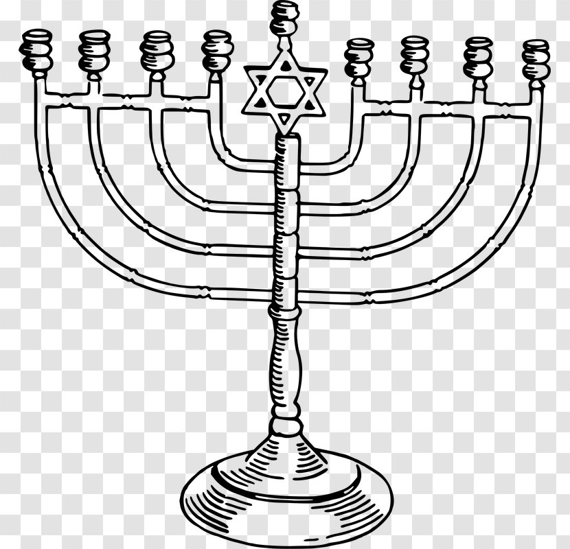 Menorah Judaism Hanukkah Clip Art - Line Transparent PNG