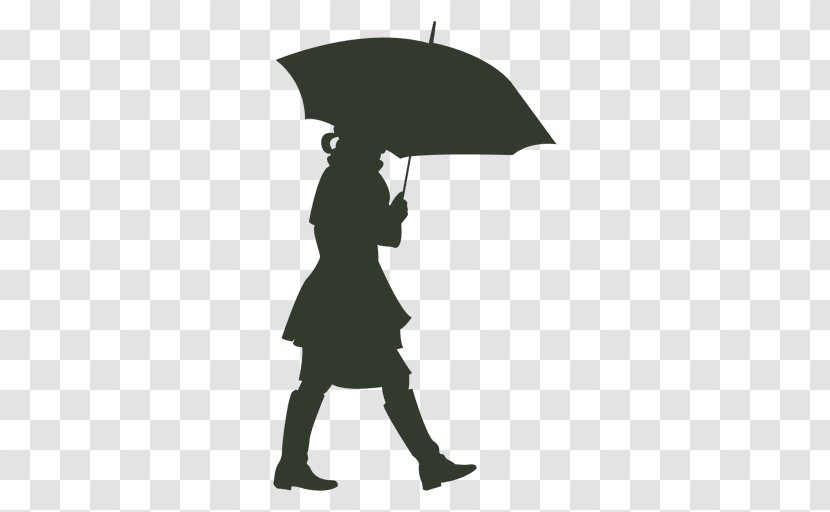 Silhouette Drawing Umbrella Woman - Lateral Vector Transparent PNG