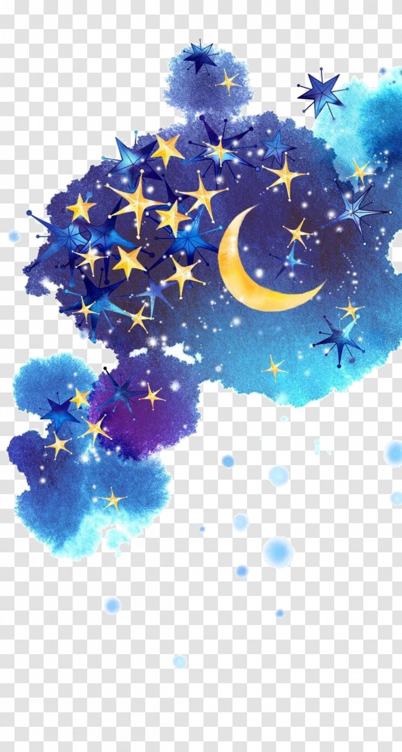 Star Moon Night Sky - Image Resolution - Painted Transparent PNG