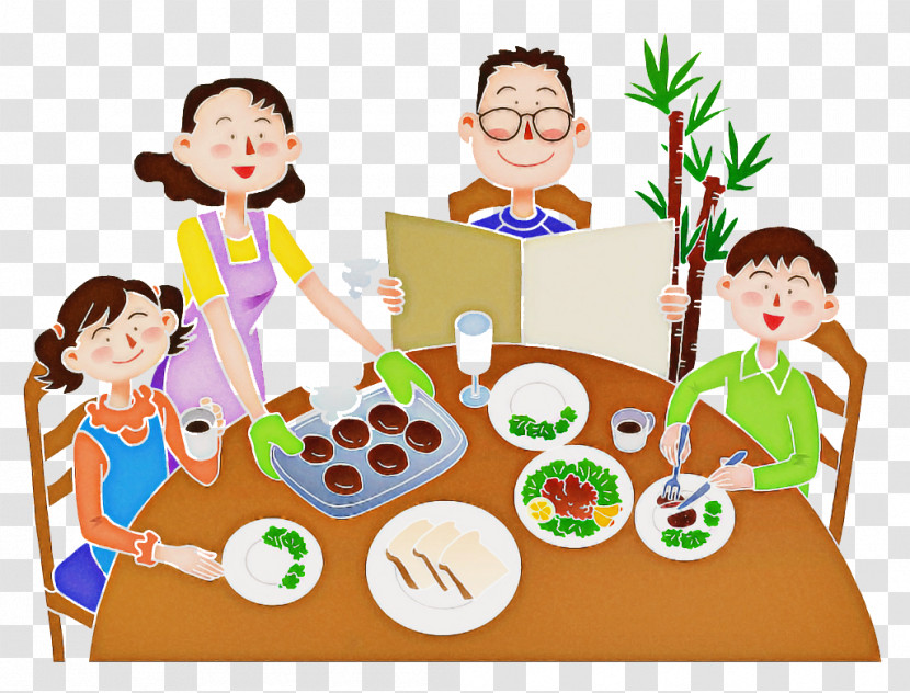 Meal Food Group Sharing Cartoon Play Transparent PNG