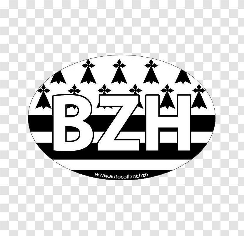 Car Sticker Flag Of Brittany Autocollant BZH Text - Logo Transparent PNG