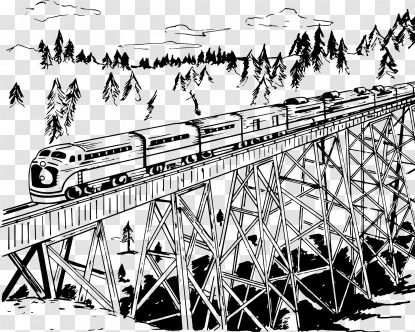 Trestle Bridge Rail Transport Train Clip Art - Diagram - Railroad Tracks Transparent PNG