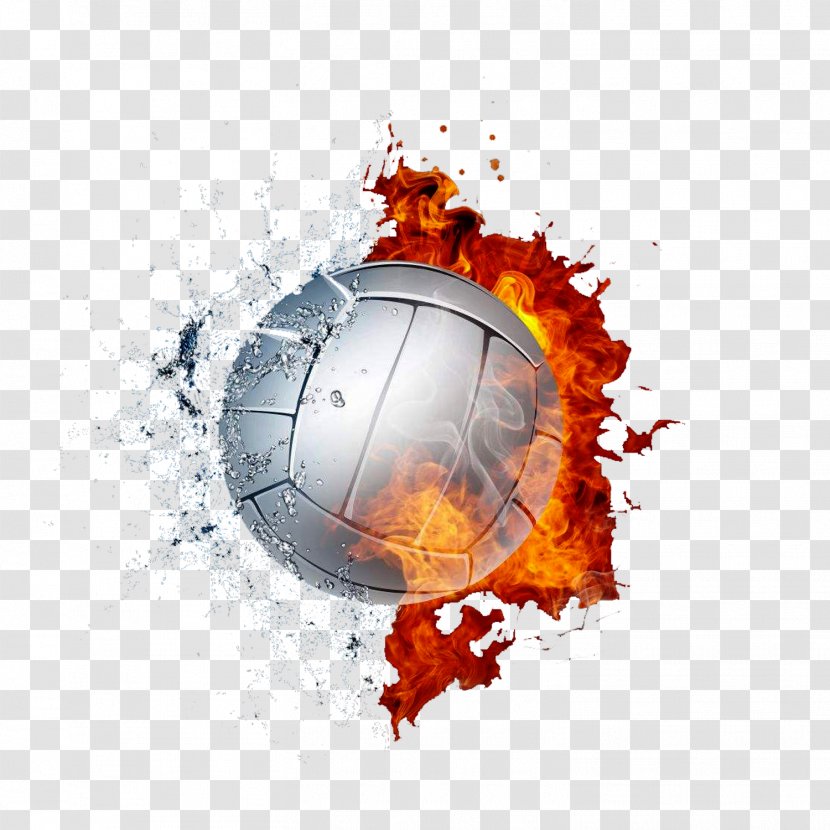Fire And Water Volleyball - Inch Transparent PNG