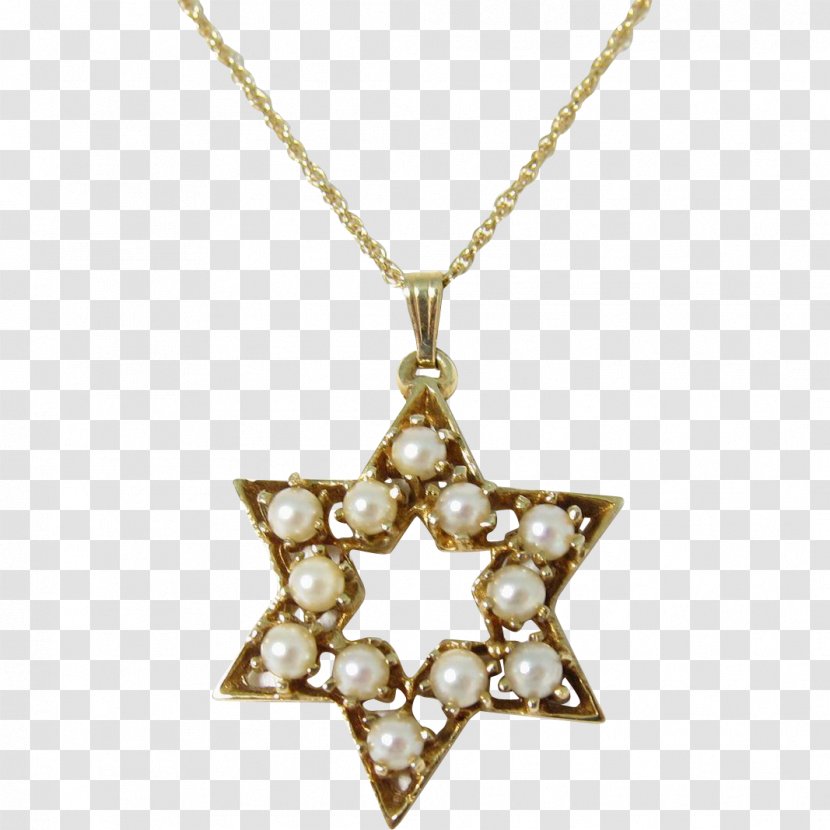 Diamond Star Of David Pendant Necklace - Gold Transparent PNG