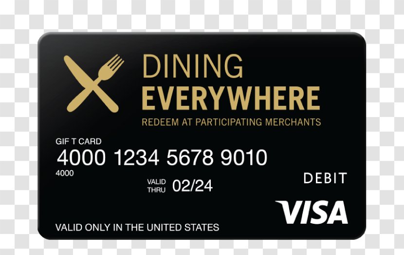Gift Card Credit Visa Business Cards - Restaurant Transparent PNG