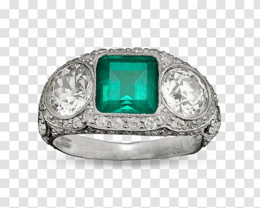 Emerald Ring Diamond Cut Art Deco - Opal Transparent PNG