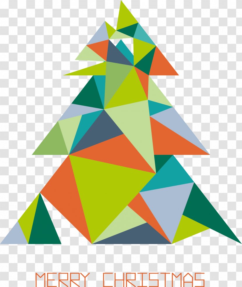 Christmas Tree Clip Art - Creative Triangle Mosaic Transparent PNG