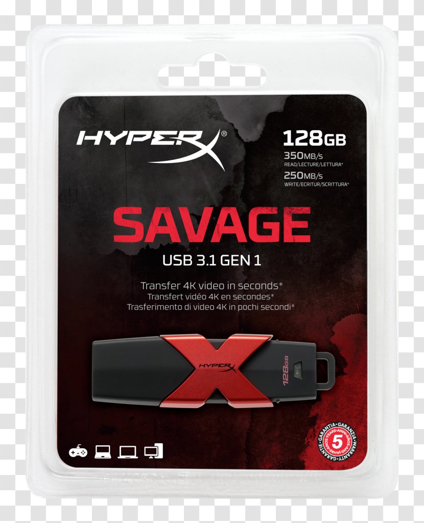 Kingston HyperX Savage Technology USB Flash Drives Computer Data Storage - Playstation 3 Transparent PNG