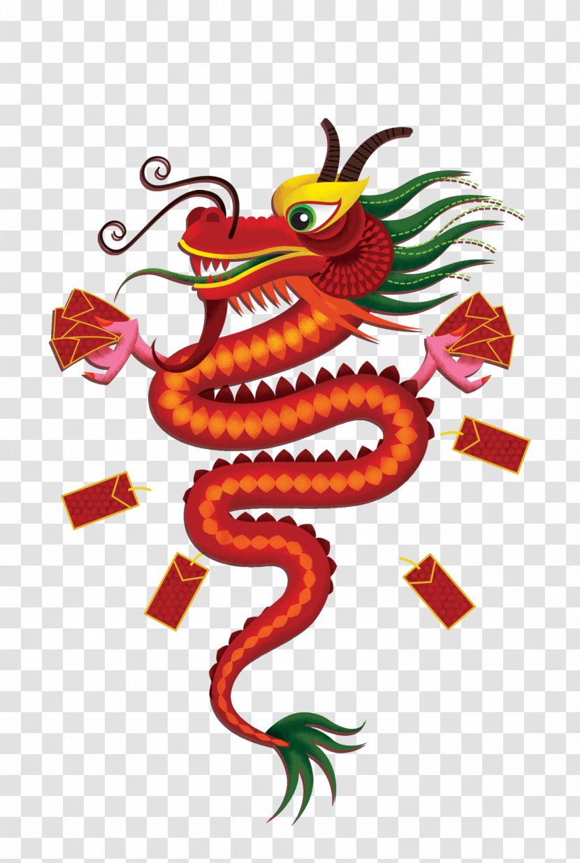 China Chinese Dragon Clip Art - Red Envelope - Take The Bag Of Transparent PNG