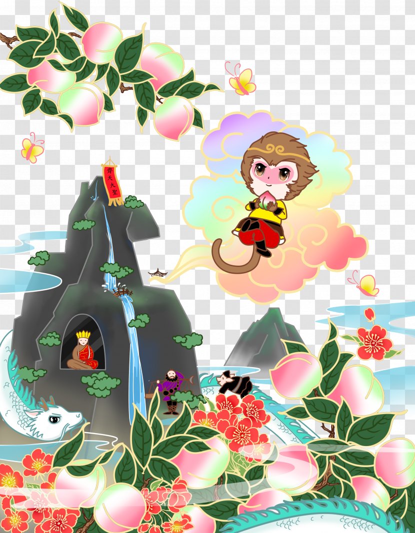 Sun Wukong Journey To The West Pigsy Xuanzang Mount Huaguo - Cartoon Mountain Transparent PNG