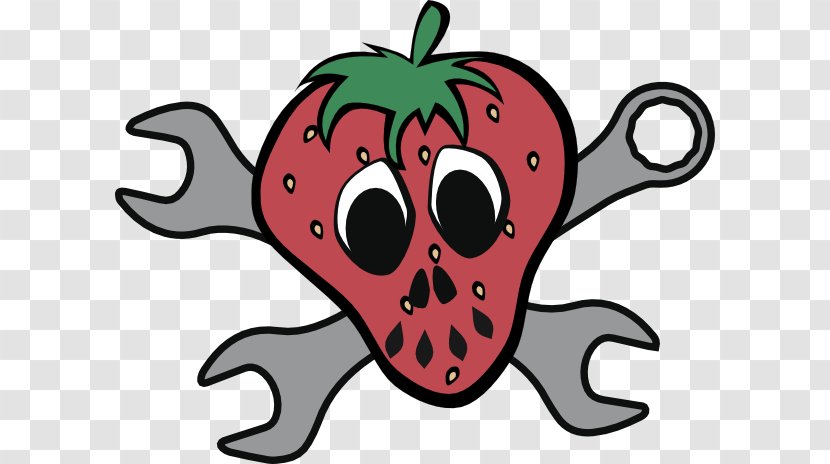 Strawberry Line Art Fruit Clip - Com - Mechanic Skull Transparent PNG