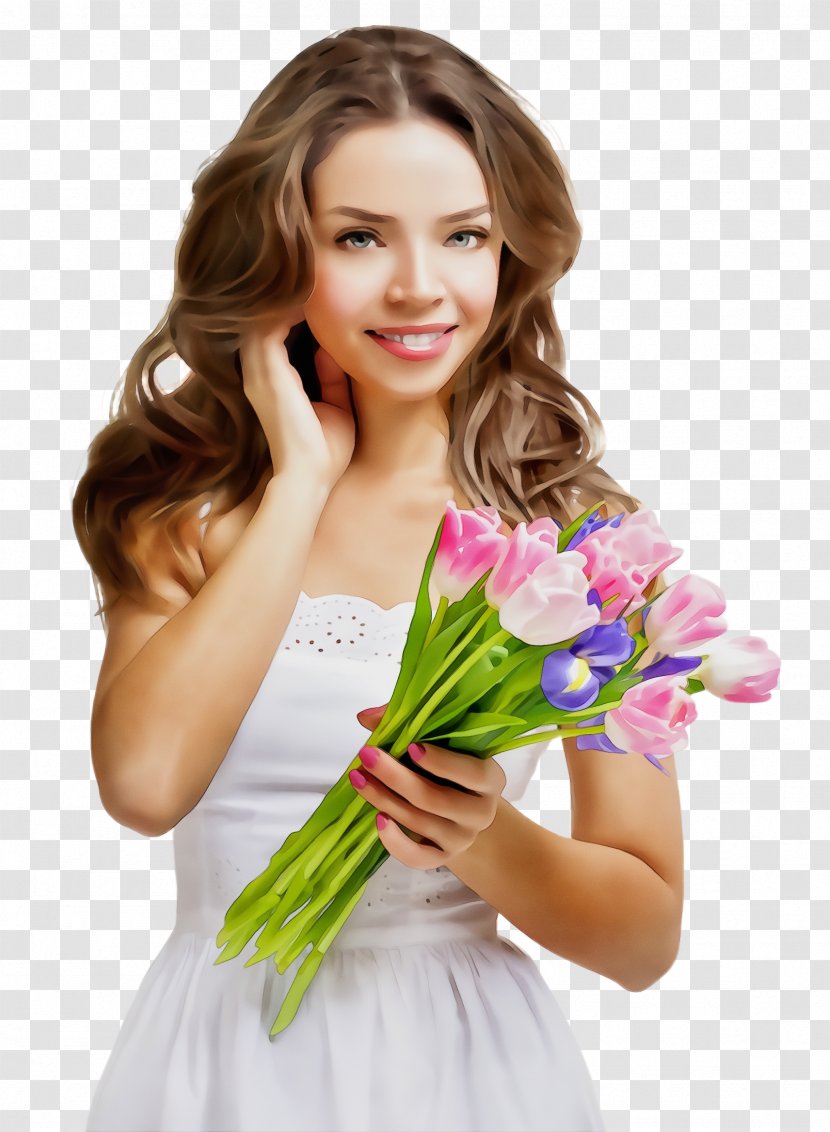 Bouquet Flower Skin Plant Beauty - Watercolor - Brown Hair Smile Transparent PNG