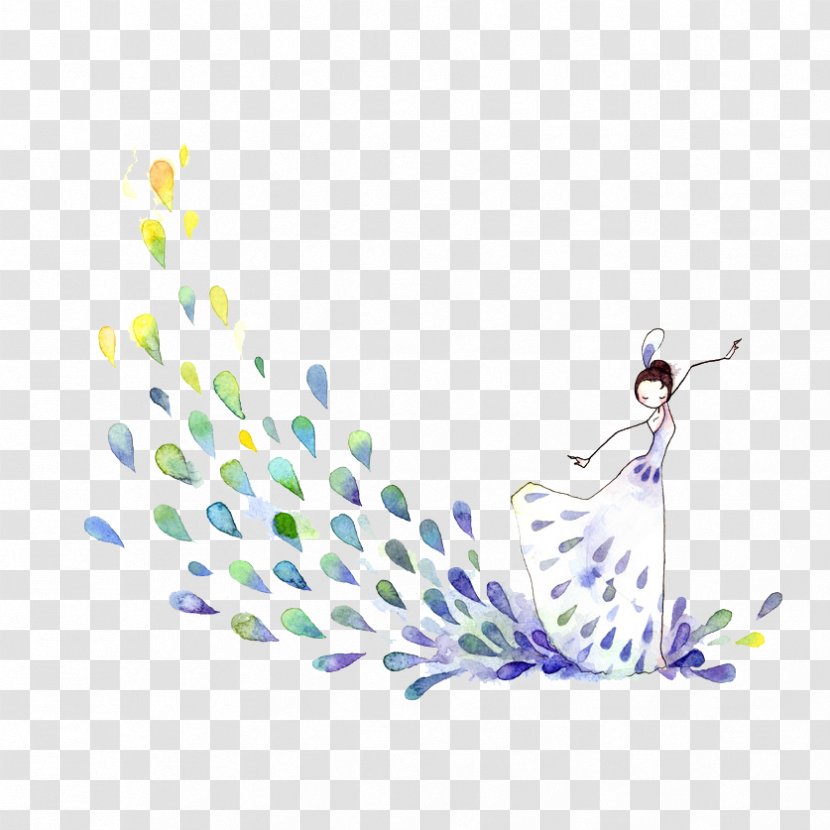 Peafowl Peacock Dance Dai People - Silhouette - Hand-painted Transparent PNG