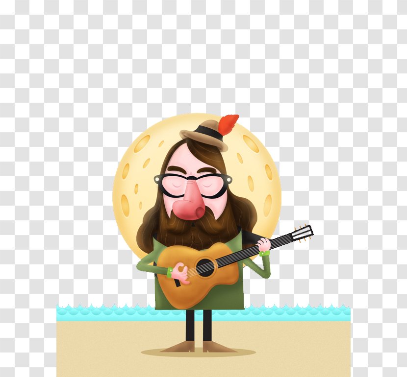 Cartoon Download Guitar Illustration - Tree - Playing The Next Month Transparent PNG